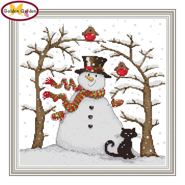 GG Snowman Painting Counted Cross Stitch Embroidery Needleworks Set Stamped  Cross Stitch 11ct Joy Sunday Cross Stitch for Kids - AliExpress